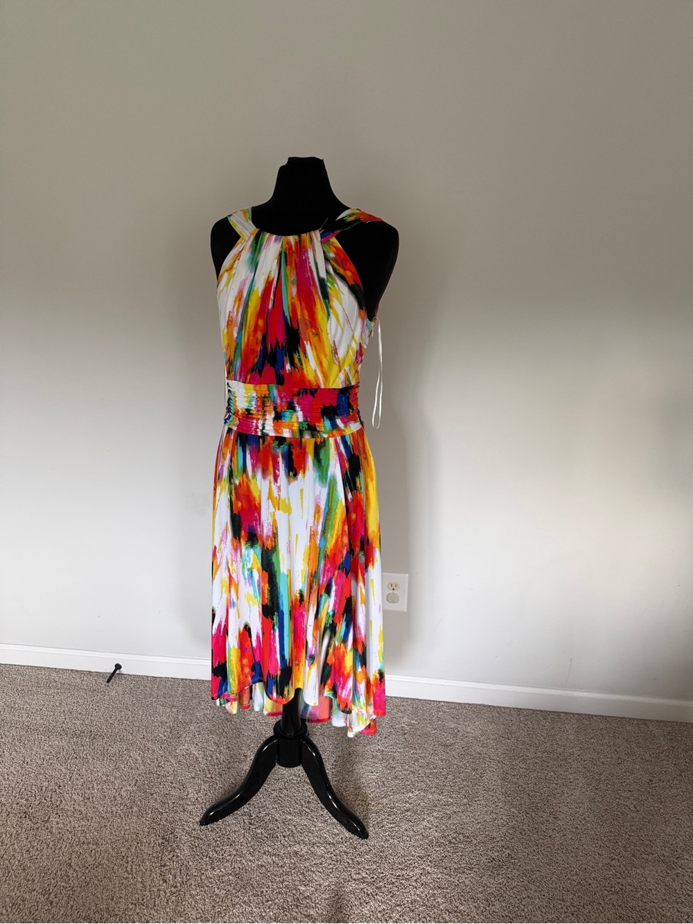 Vibrant Multicolor Halter-Style Women's Dress